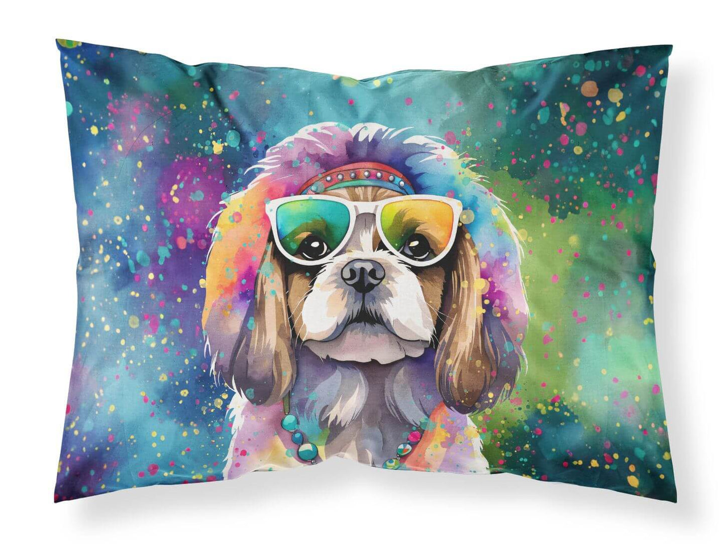 Shih Tzu Hippie Dawg Standard Pillowcase Lightweight Super Soft Easy Care Decorative Artwork Pillowcase, Standard