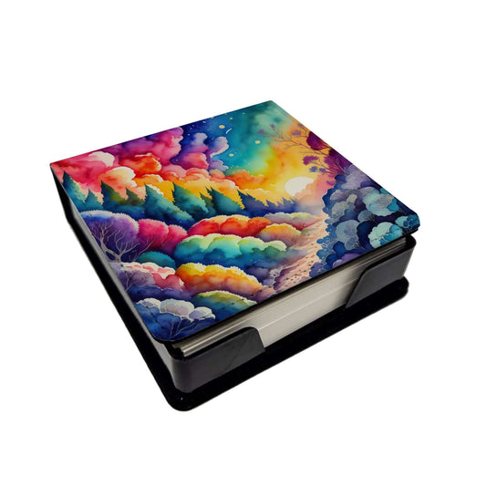 Colorful Dusty Miller PU Leather Note Paper Holder with Artist-Designed Cover, Desk Accessory, Office Gift
