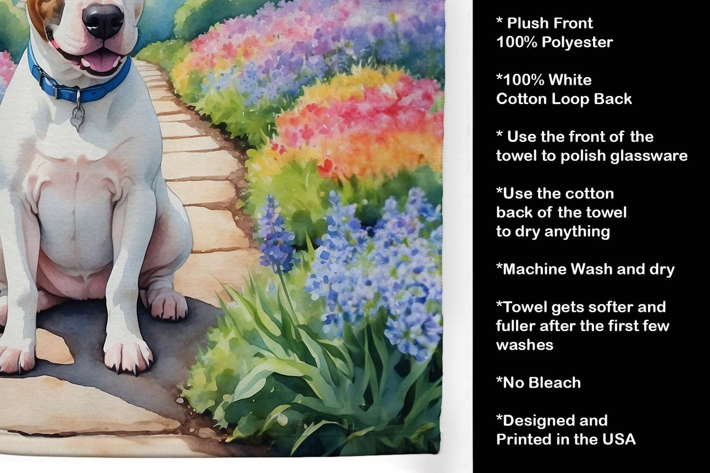NEW English Bull Terrier Spring Path Kitchen Towel Dish Cloths Guest Hand Towel Decorative Bathroom Towel for Face,Tea, Dishcloth, Kitchen and Bath