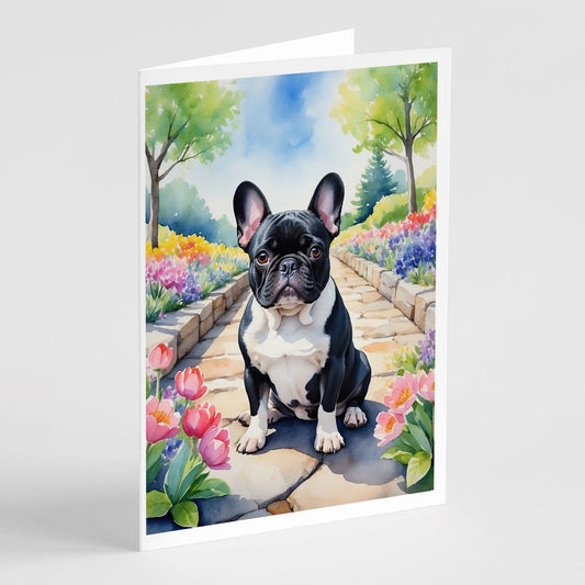French Bulldog Spring Path Greeting Cards Pack of 8 Blank Cards with Envelopes Whimsical A7 Size 5x7 Blank Note Cards