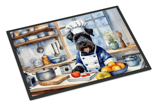 Kerry Blue Terrier The Chef Doormat Front Door Mat Indoor Outdoor Rugs for Entryway, Non Slip Washable Low Pile, 24H X 36W