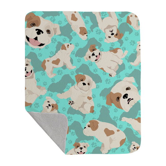 Piebald English Bulldog Quilted Blanket 50x60 Artwork Pattern Quilted Throw Blanket for Bed, Couch, Sofa, Soft and Lightweight