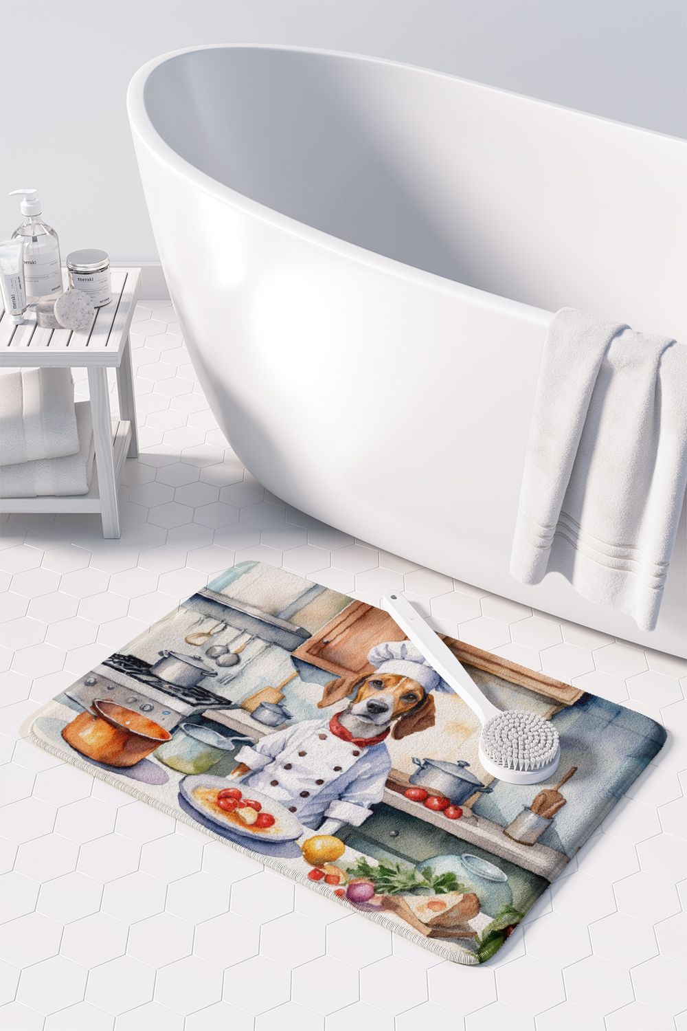 English Foxhound The Chef Memory Foam Kitchen Mat Machine Washable Anti-Fatigue Mat Cushion Comfort Bath Mat or Kitchen Rug