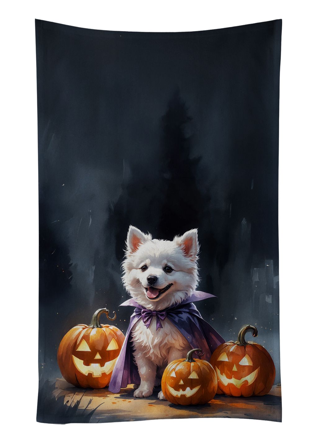 American Eskimo Puppy Halloween Kitchen Towel Dish Cloths Guest Hand Towel Decorative Bathroom Towel for Face,Tea, Dishcloth, Kitchen and Bath