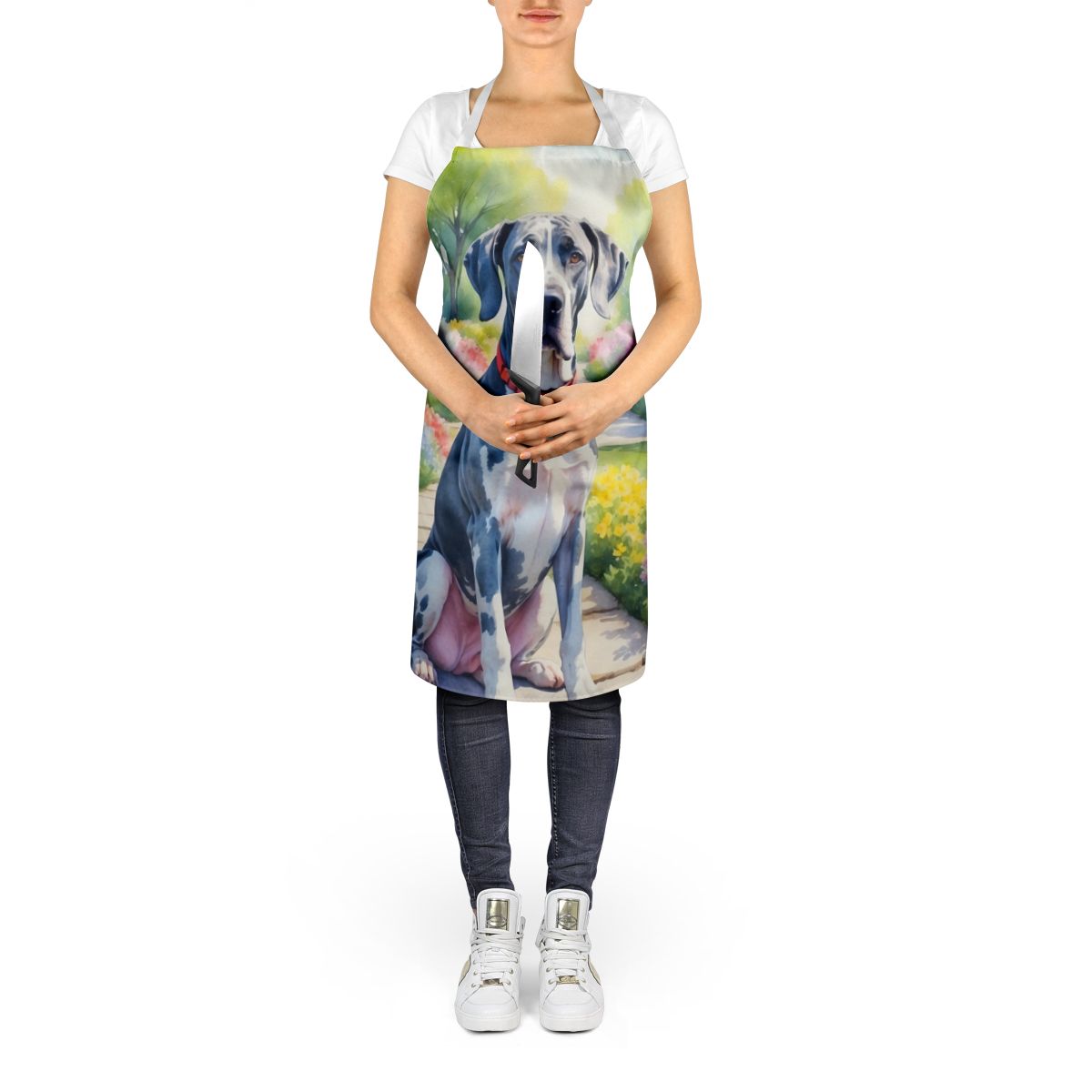 Great Dane Spring Path Apron Cooking Kitchen Server Baking Crafts Gardening for Adult Women Men, Unisex, Large, Multicolor