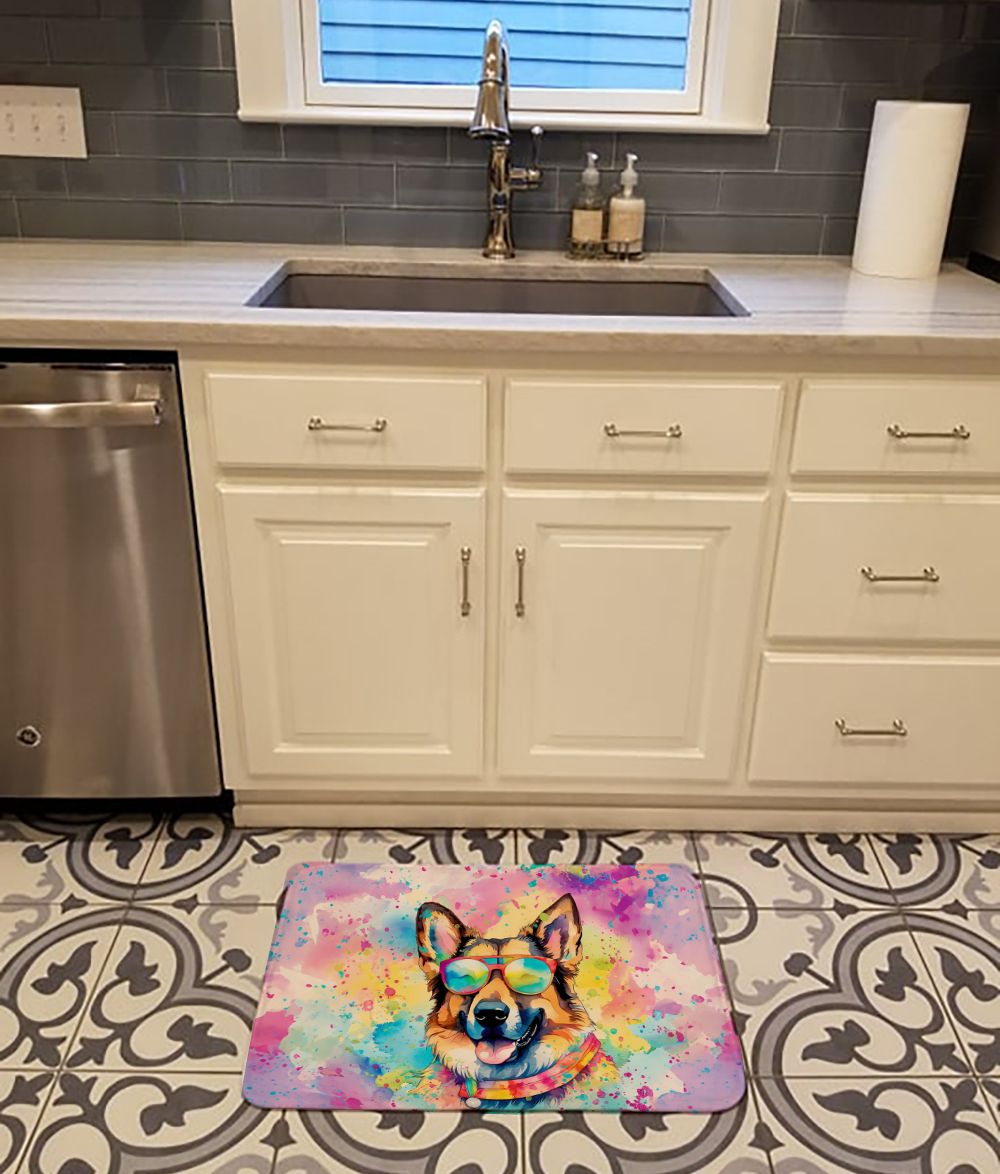 German Shepherd Hippie Dawg Memory Foam Kitchen Mat Machine Washable Anti-Fatigue Mat Cushion Comfort Bath Mat or Kitchen Rug