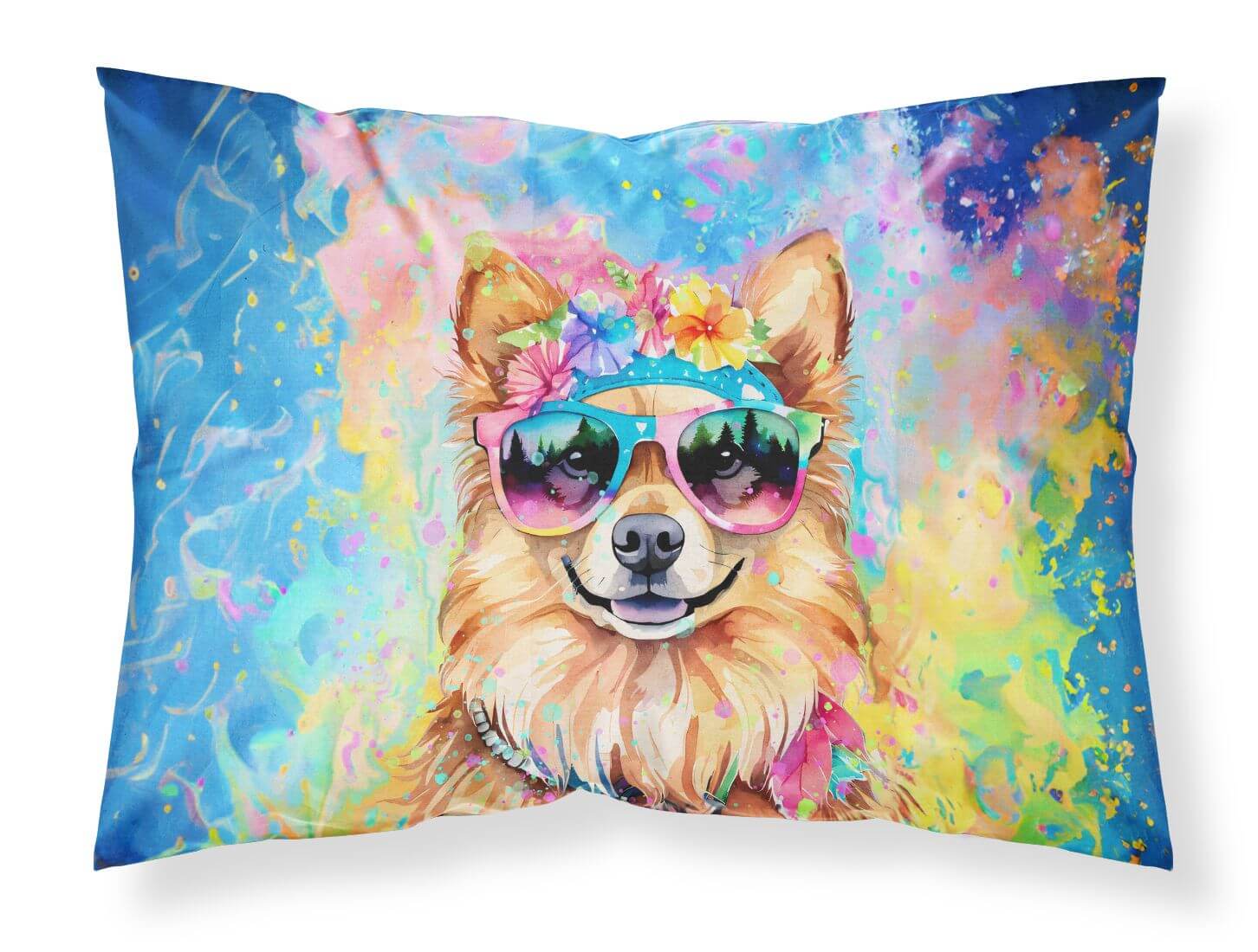 Pomeranian Hippie Dawg Standard Pillowcase Lightweight Super Soft Easy Care Decorative Artwork Pillowcase, Standard