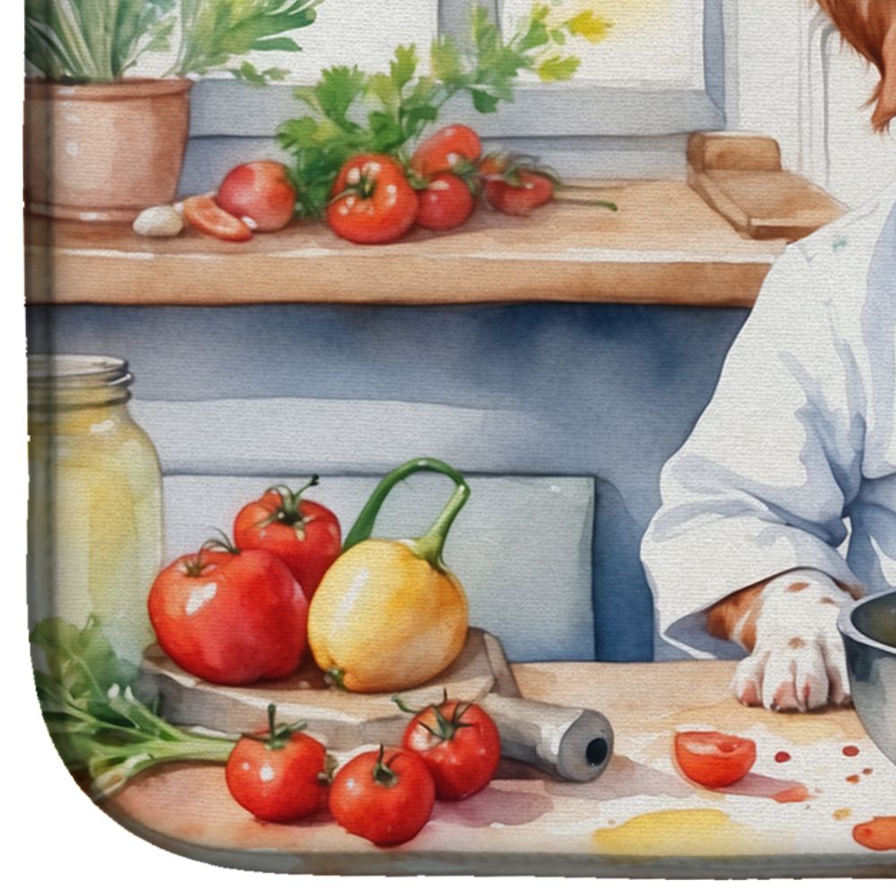 Brittany Spaniel The Chef Dish Drying Mat Absorbent Dish Drying Mat Pad for Kitchen Counter Dish Drainer Mat for Countertop, 14 x 21", Multicolor