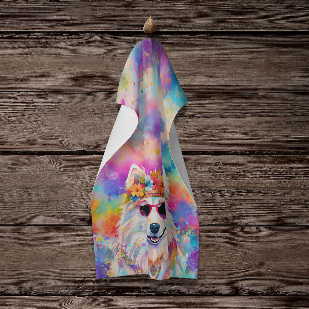 Samoyed Hippie Dawg Kitchen Towel Dish Cloths Guest Hand Towel Decorative Bathroom Towel for Face,Tea, Dishcloth, Kitchen and Bath