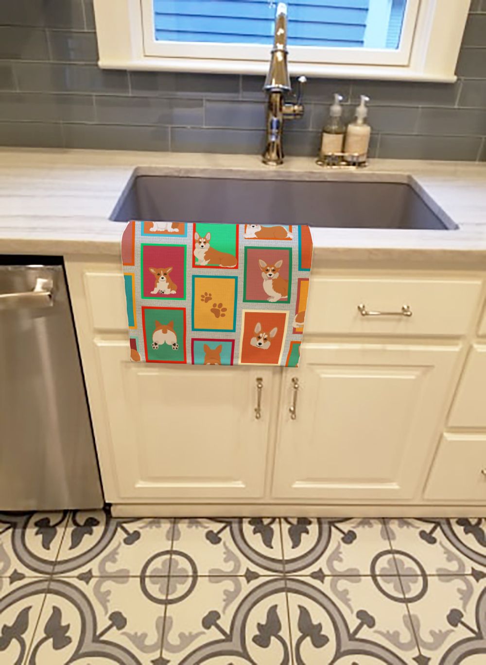 Lots of Red and White Pembroke Corgi Kitchen Towel Dish Cloths Guest Hand Towel Decorative Bathroom Towel for Face,Tea, Dishcloth, Kitchen and Bath