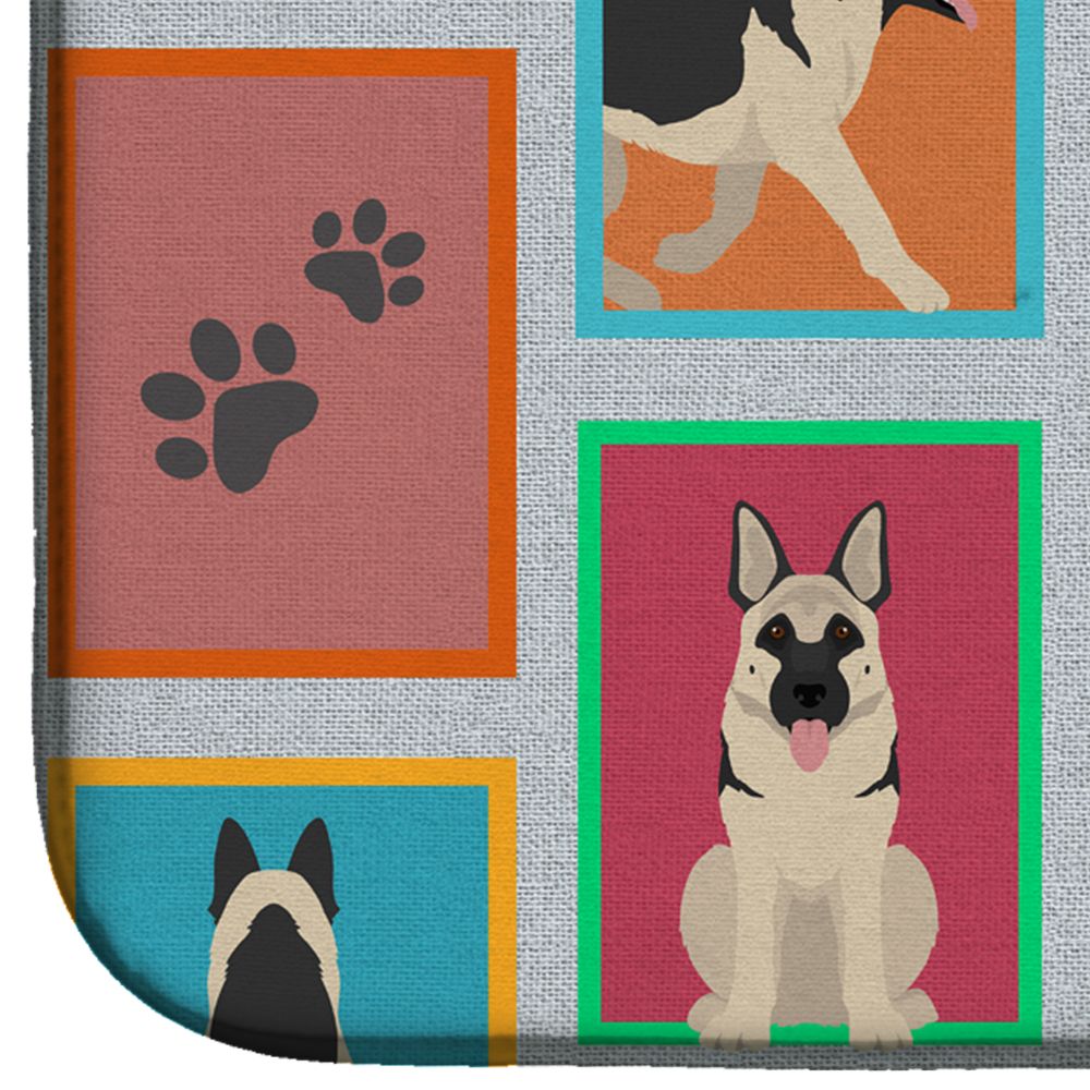Lots of Black and Silver German Shepherd Dish Drying Mat Absorbent Dish Drying Mat Pad for Kitchen Counter Dish Drainer Mat for Countertop, 14 x 21", Multicolor