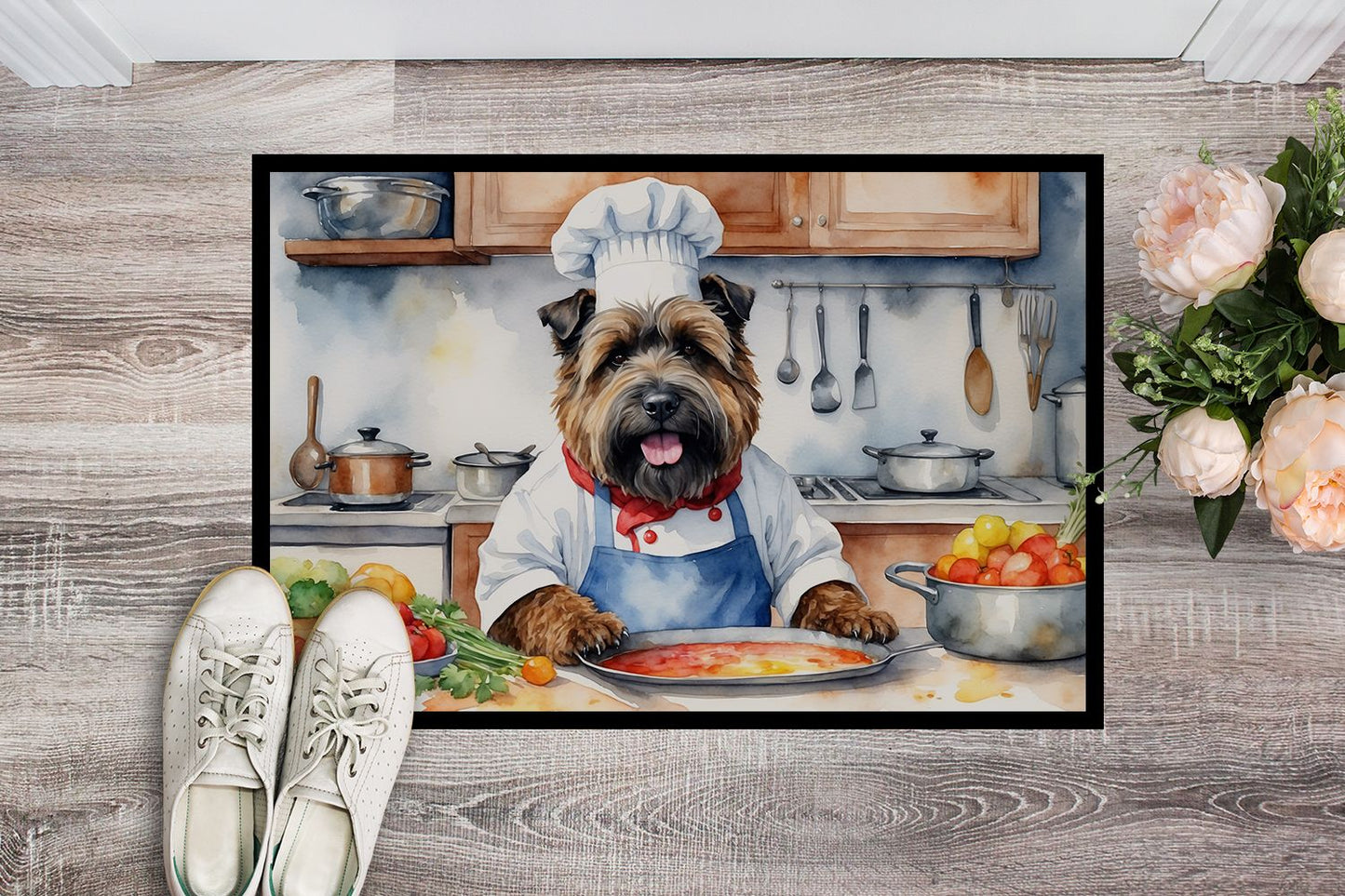 Bouvier des Flandres The Chef Doormat Front Door Mat Indoor Outdoor Rugs for Entryway, Non Slip Washable Low Pile, 24H X 36W