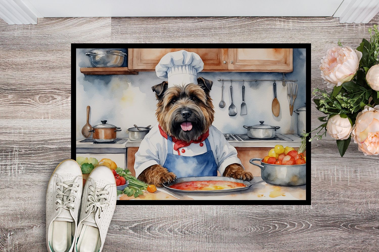 Bouvier des Flandres The Chef Doormat Front Door Mat Indoor Outdoor Rugs for Entryway, Non Slip Washable Low Pile, 24H X 36W