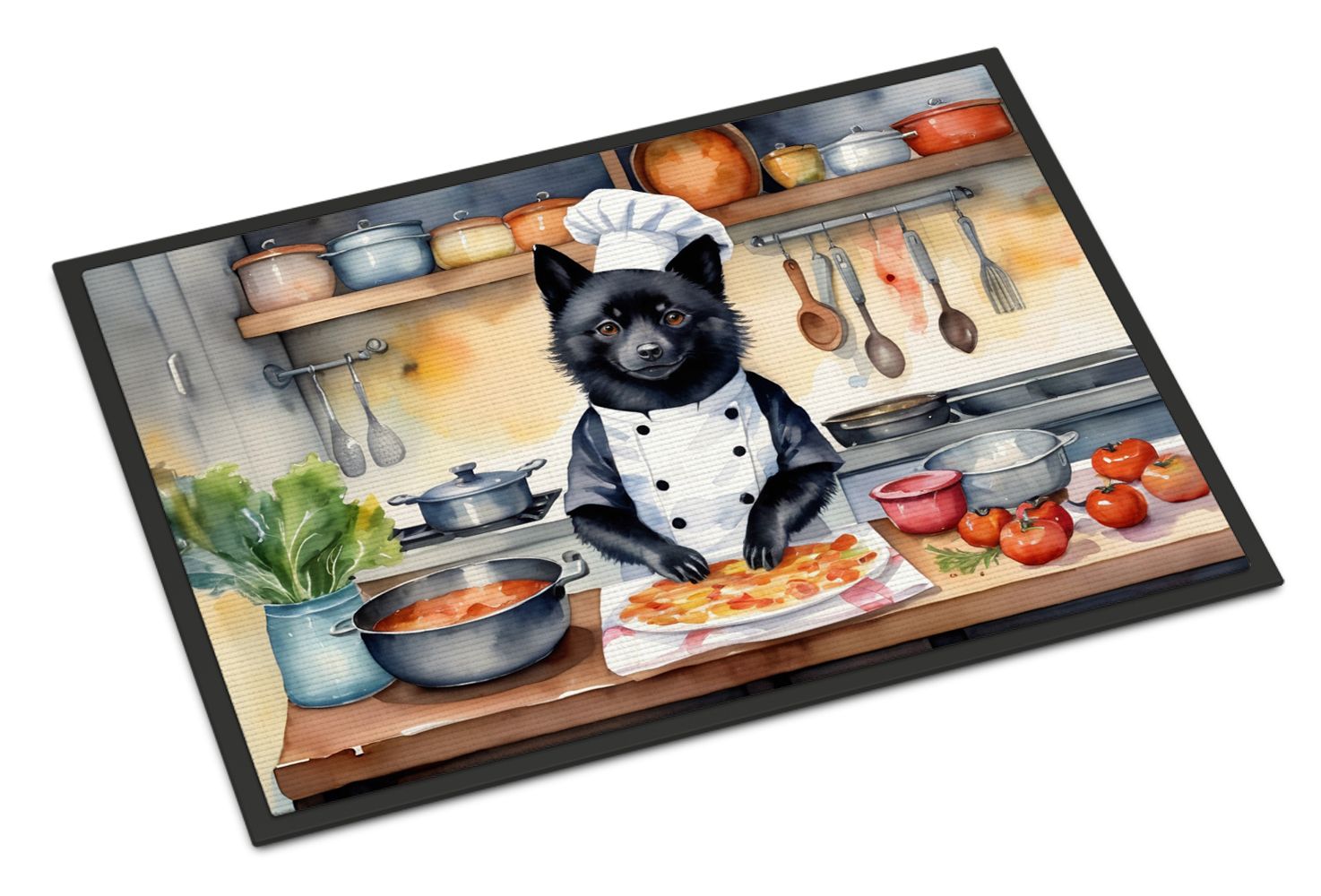NEW Schipperke The Chef Doormat Front Door Mat Indoor Outdoor Rugs for Entryway, Non Slip Washable Low Pile, 18H X 27W