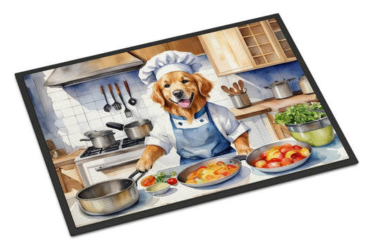 Golden Retriever The Chef Doormat Front Door Mat Indoor Outdoor Rugs for Entryway, Non Slip Washable Low Pile, 24H X 36W