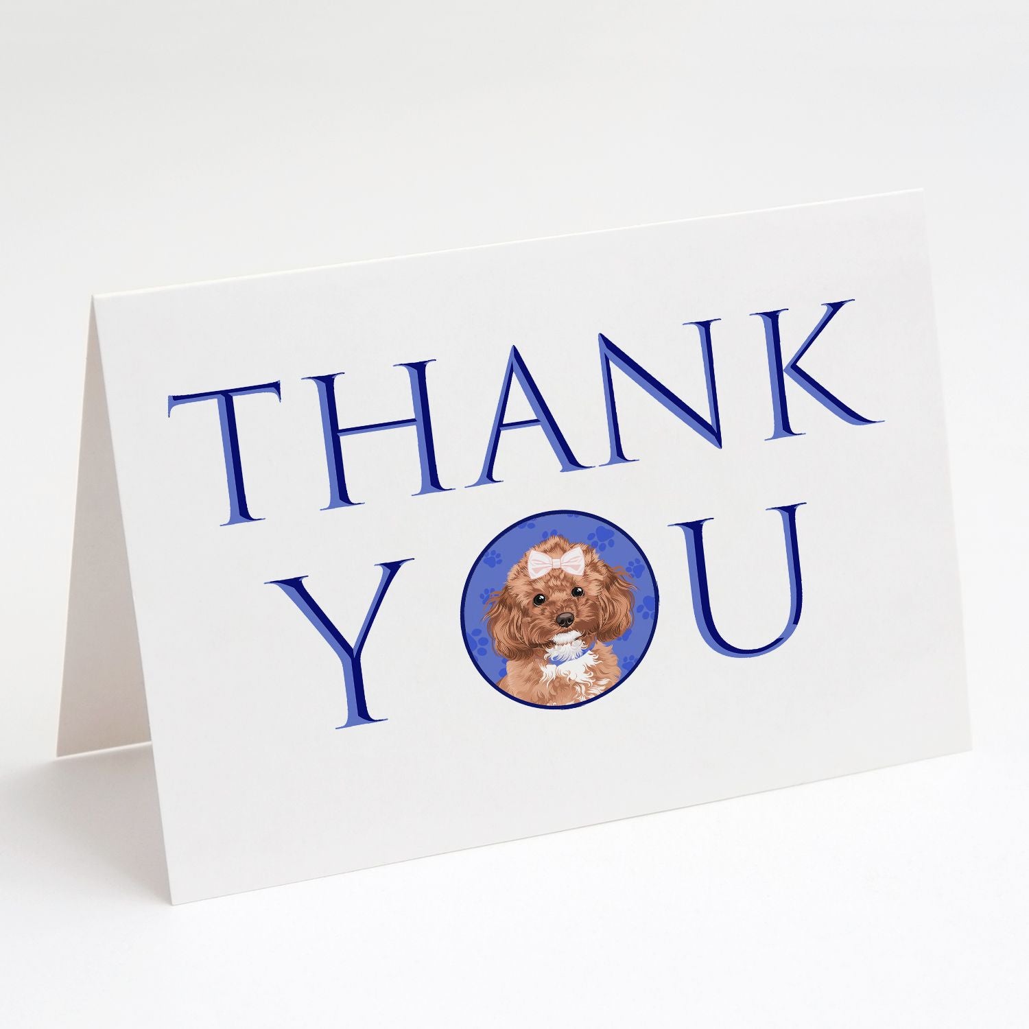 Poodle Toy Red Thank You Greeting Cards Pack of 8 Blank Cards with Envelopes Whimsical A7 Size 5x7 Blank Note Cards