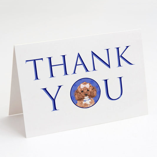 Poodle Toy Red Thank You Greeting Cards Pack of 8 Blank Cards with Envelopes Whimsical A7 Size 5x7 Blank Note Cards