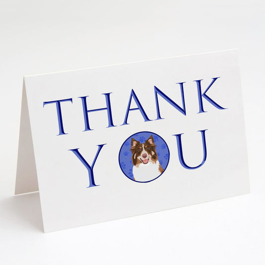 Australian Shepherd Red Tricolor #2 Thank You Greeting Cards Pack of 8 Blank Cards with Envelopes Whimsical A7 Size 5x7 Blank Note Cards