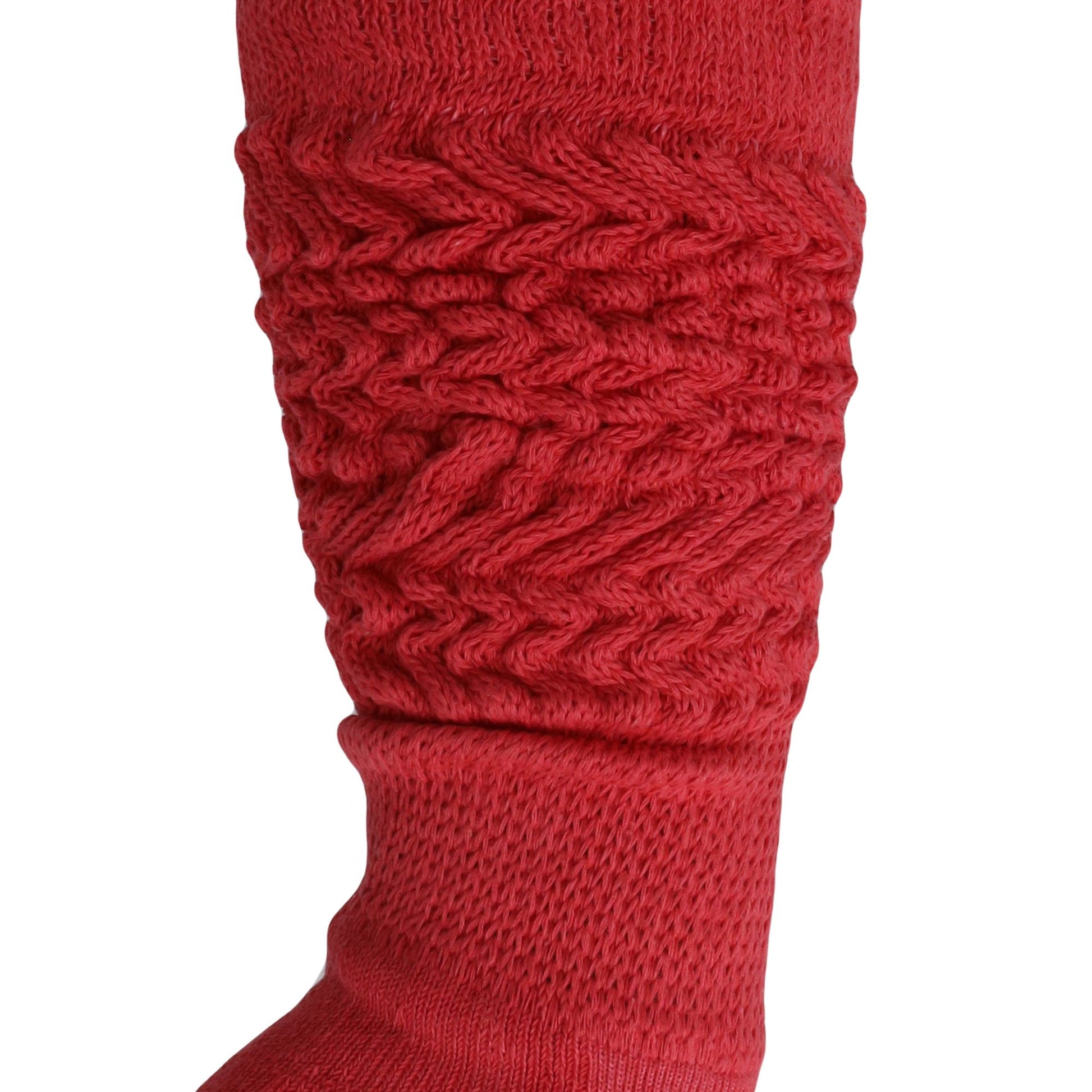 Women's Extra Long Slouch Scrunch Socks Knee High, Cotton Blend, Pack of 2, Fits Shoe Sizes 5-10, 80s Style, 28 Colors