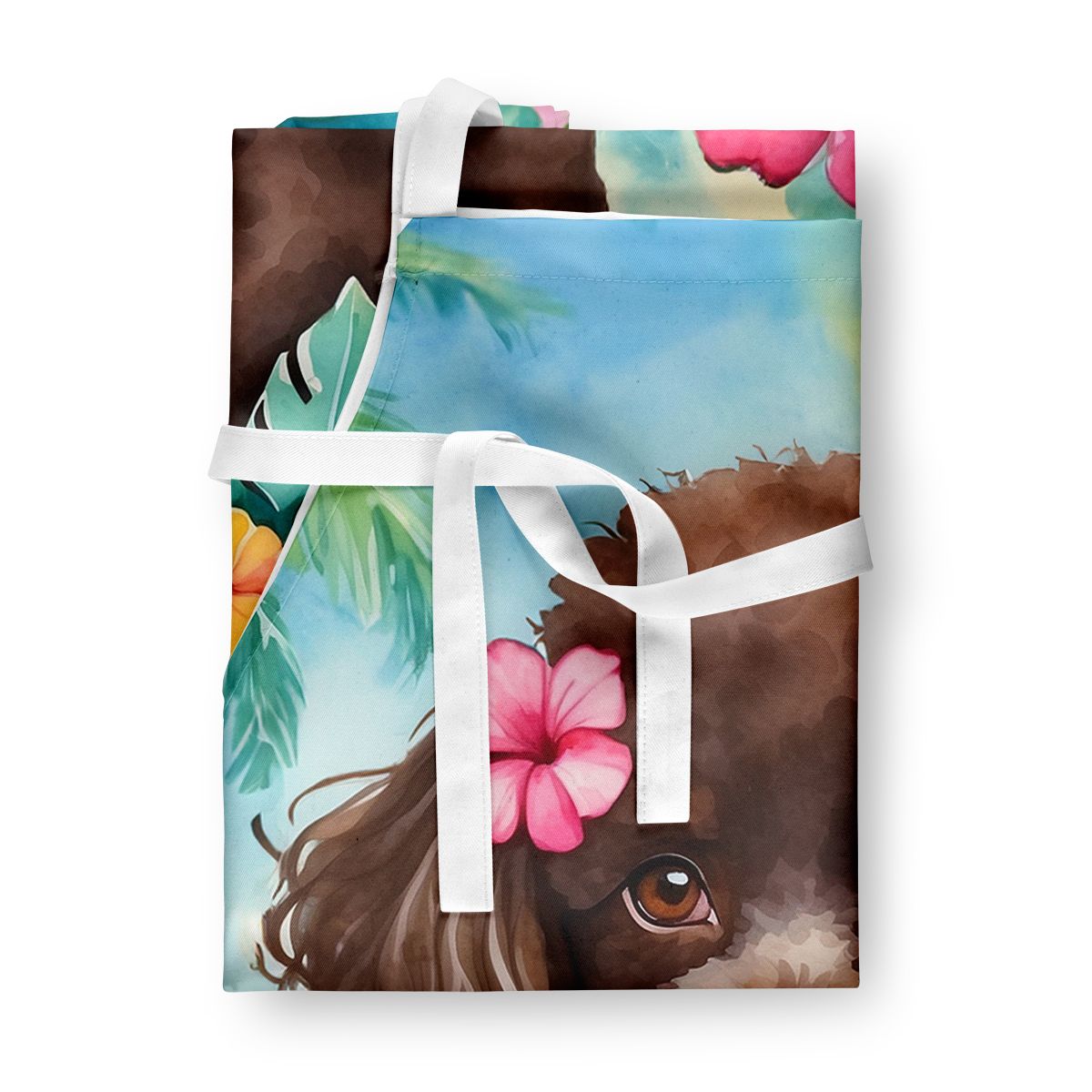 Chocolate Poodle Luau Apron Cooking Kitchen Server Baking Crafts Gardening for Adult Women Men, Unisex, Large, Multicolor