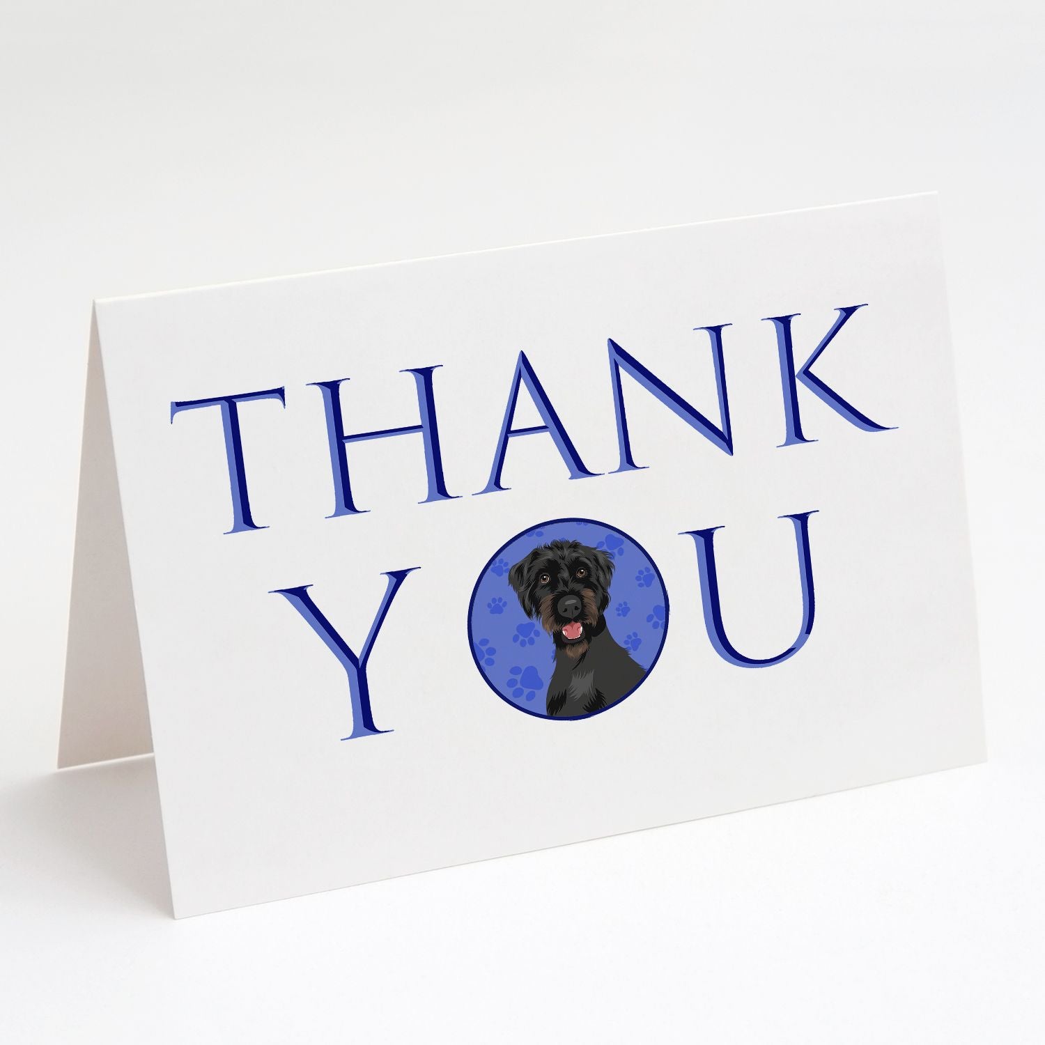 Doodle Black and Tan Thank You Greeting Cards Pack of 8 Blank Cards with Envelopes Whimsical A7 Size 5x7 Blank Note Cards