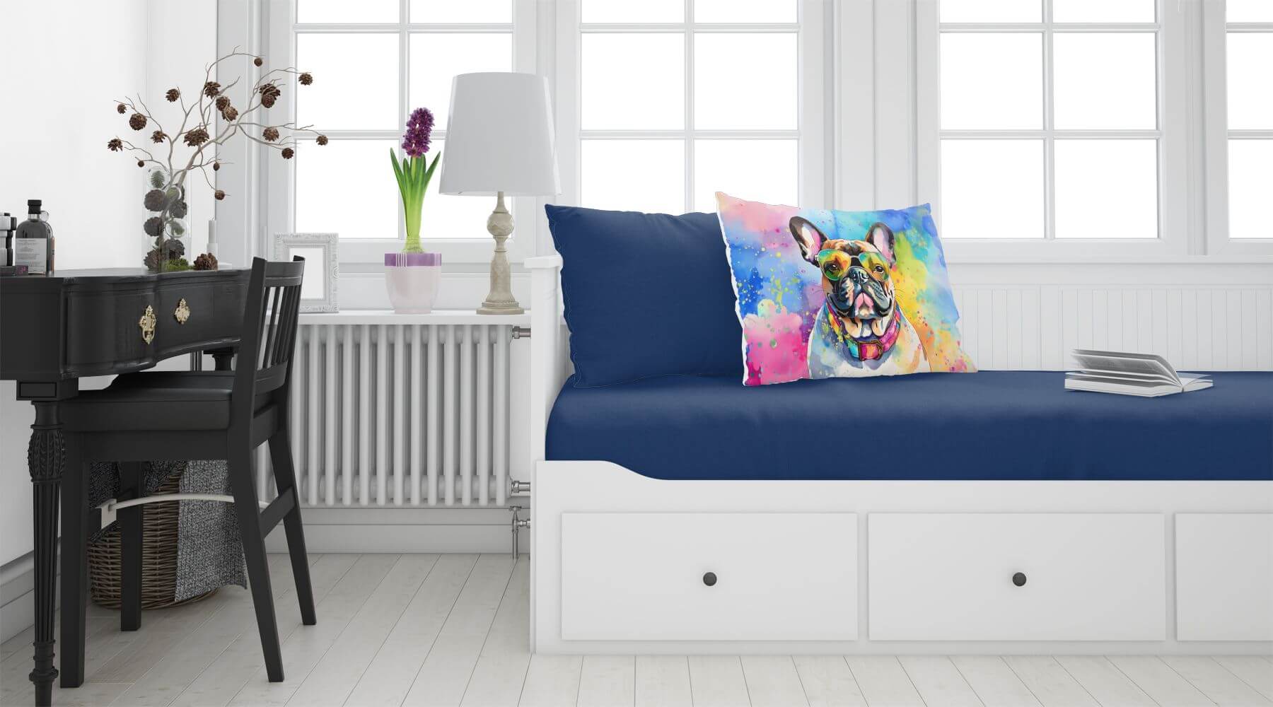 French Bulldog Hippie Dawg Standard Pillowcase Lightweight Super Soft Easy Care Decorative Artwork Pillowcase, Standard