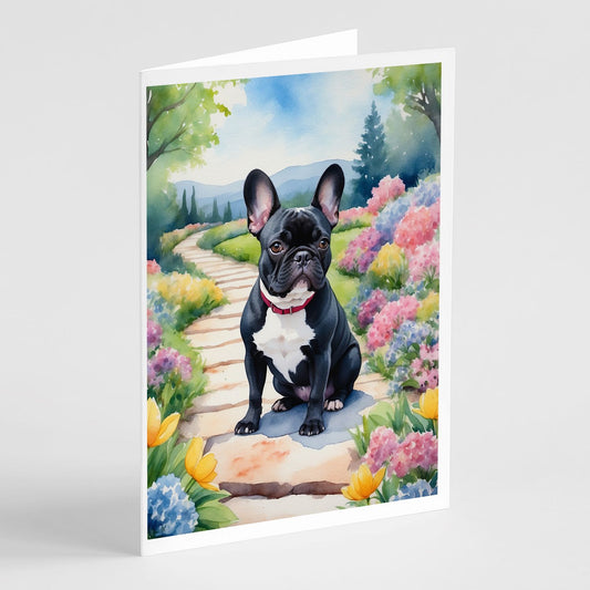 French Bulldog Spring Path Greeting Cards Pack of 8 Blank Cards with Envelopes Whimsical A7 Size 5x7 Blank Note Cards