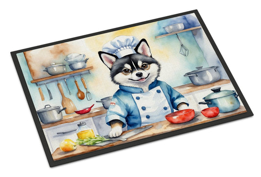 NEW Alaskan Klee Kai The Chef Doormat Front Door Mat Indoor Outdoor Rugs for Entryway, Non Slip Washable Low Pile, 18H X 27W