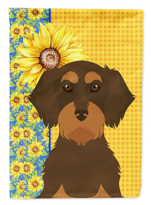 Summer Sunflowers Wirehair Chocolate and Tan Dachshund Garden Flag Mailbox Flag Decorative Yard Flag Banner Outside Patio Artwork Yard Flower Beds, Garden Size, Multicolor