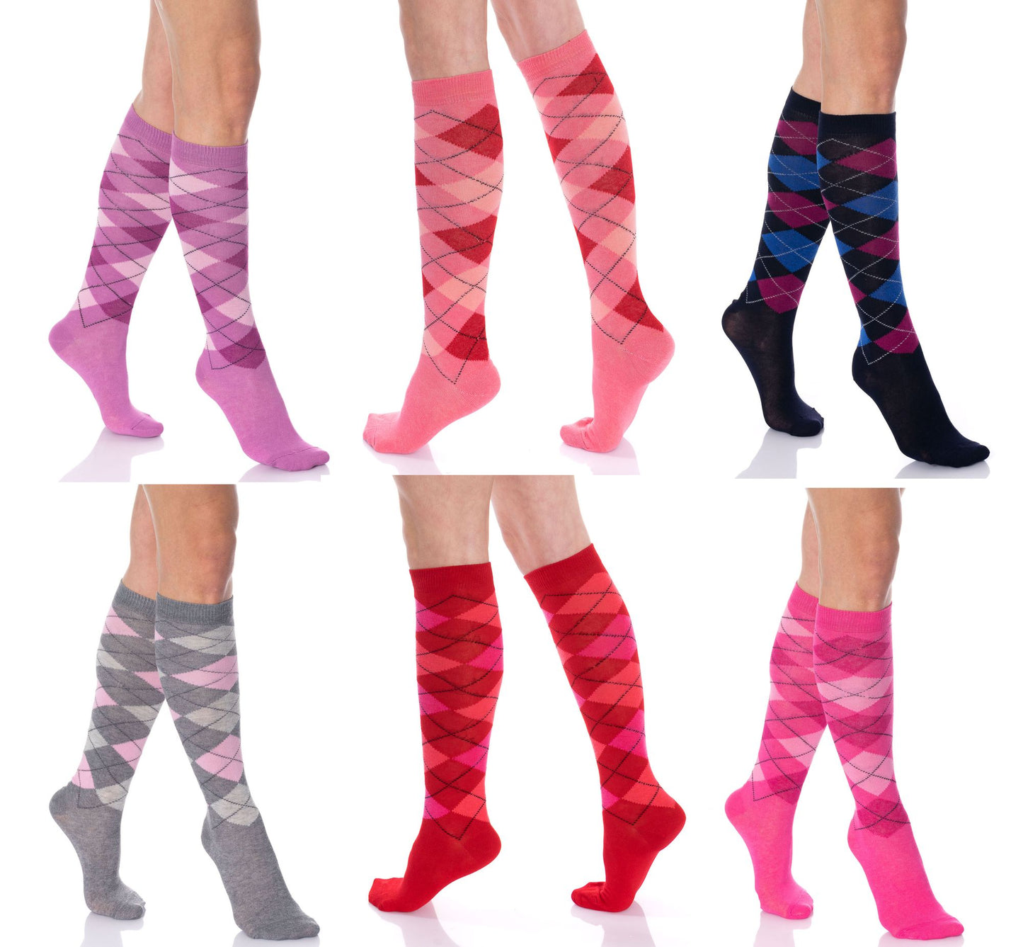Knee High Socks for Women 6 Pairs Colorful Over the Calf Knee Socks