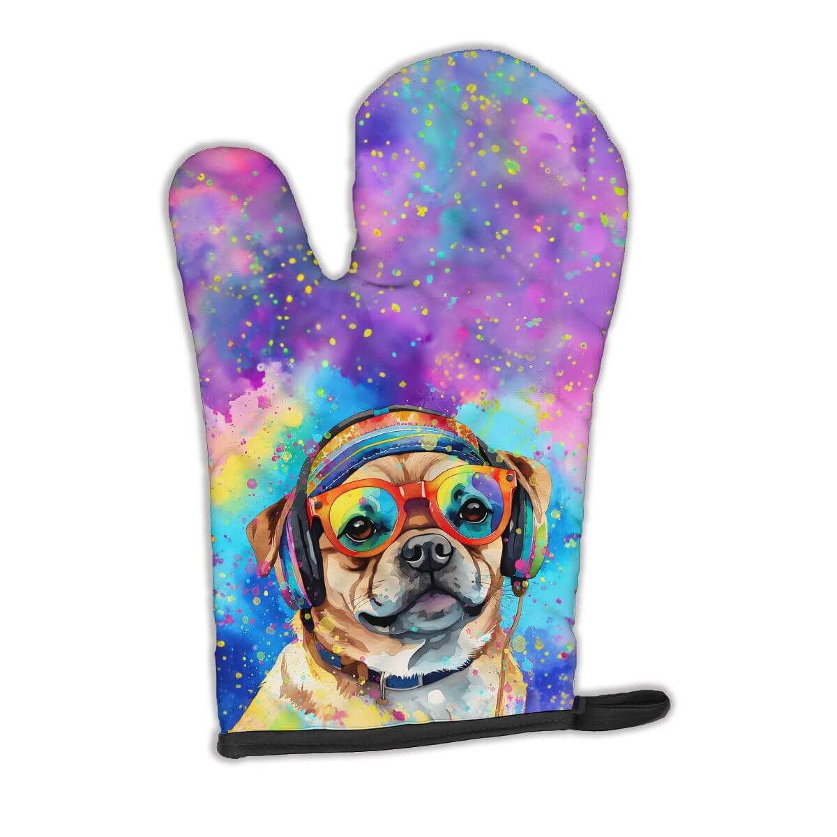 Pug Hippie Dawg Oven Mitt Heat Resistant Thick Oven Mitt for Hot Pans and Oven, Kitchen Mitt Protect Hands, Cooking Baking Glove