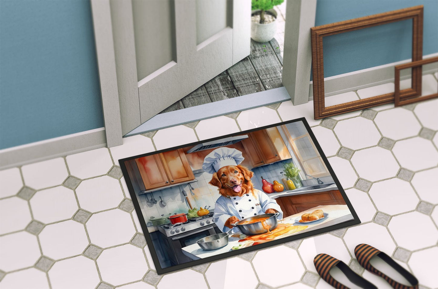 Nova Scotia Duck Tolling Retriever The Chef Doormat Front Door Mat Indoor Outdoor Rugs for Entryway, Non Slip Washable Low Pile, 24H X 36W