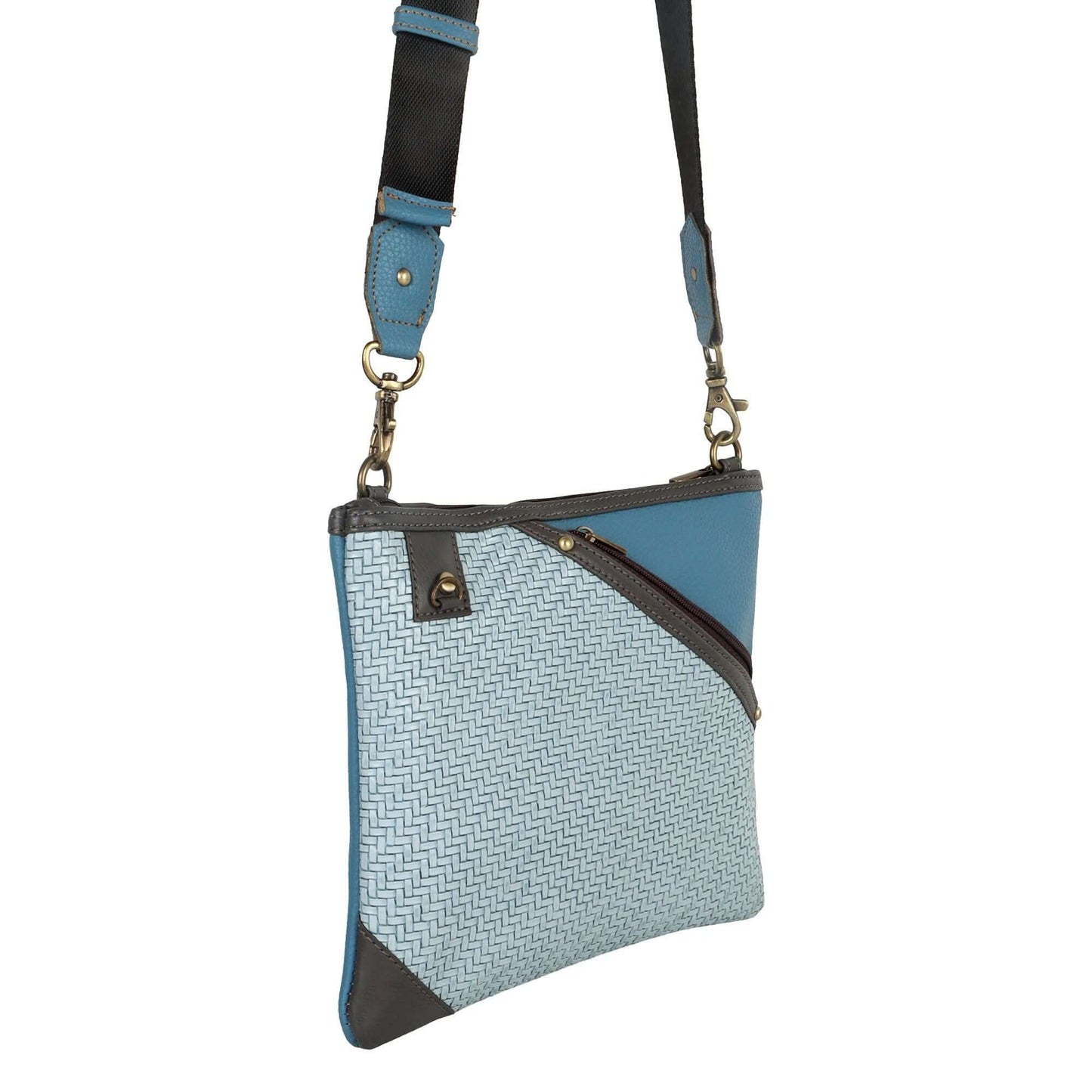 FOXIE - Grayson Wide Crossbody with Front Pocket in Blue