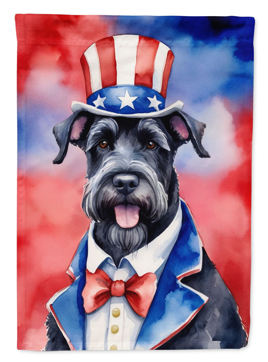 Giant Schnauzer Patriotic American House Flag Large Porch Sleeve Pole Decorative Outside Yard Banner Artwork Wall Hanging, Polyester, House Size, Multicolor