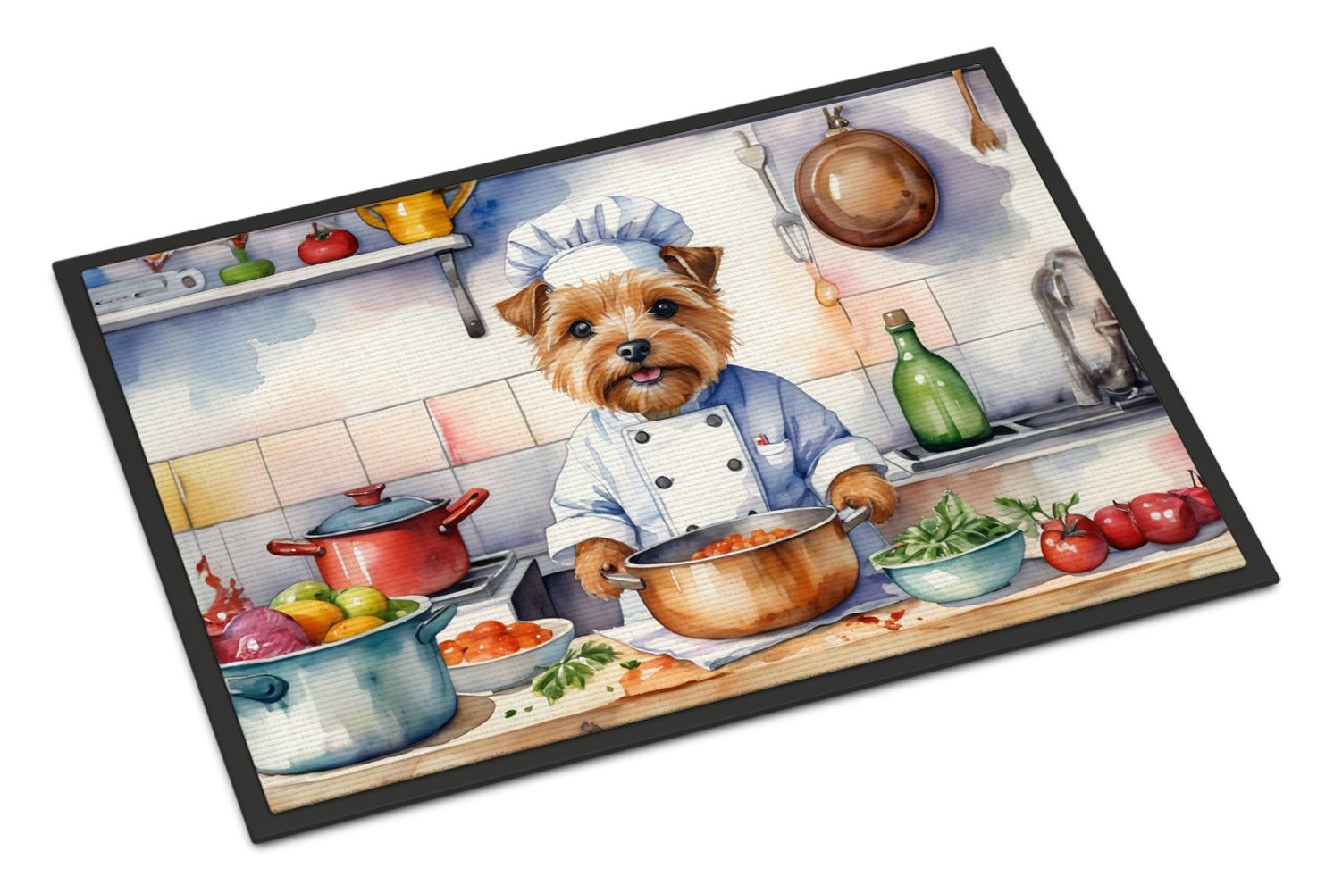 Norfolk Terrier The Chef Doormat Front Door Mat Indoor Outdoor Rugs for Entryway, Non Slip Washable Low Pile, 24H X 36W