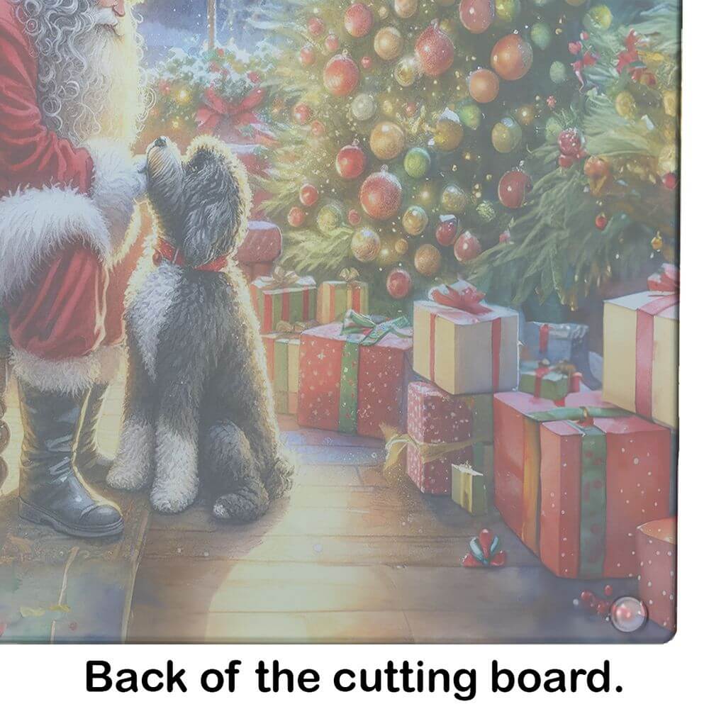 NEW Portuguese Water Dog and Santa Claus Glass Cutting Board Decorative Tempered Glass Kitchen Cutting and Serving Board Large Size Chopping Board
