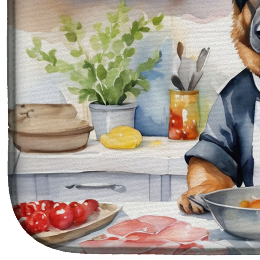 German Shepherd The Chef Dish Drying Mat Absorbent Dish Drying Mat Pad for Kitchen Counter Dish Drainer Mat for Countertop, 14 x 21", Multicolor