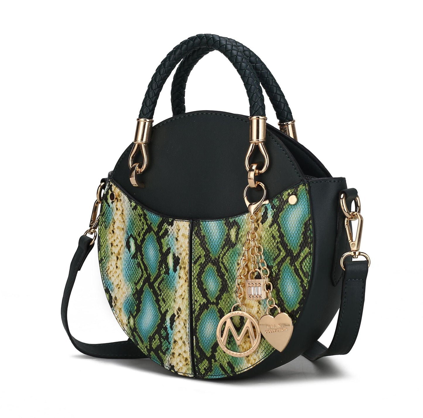 MKF Collection Camille Faux Snakeskin Vegan Leather Women Round Crossbody Bag by Mia K