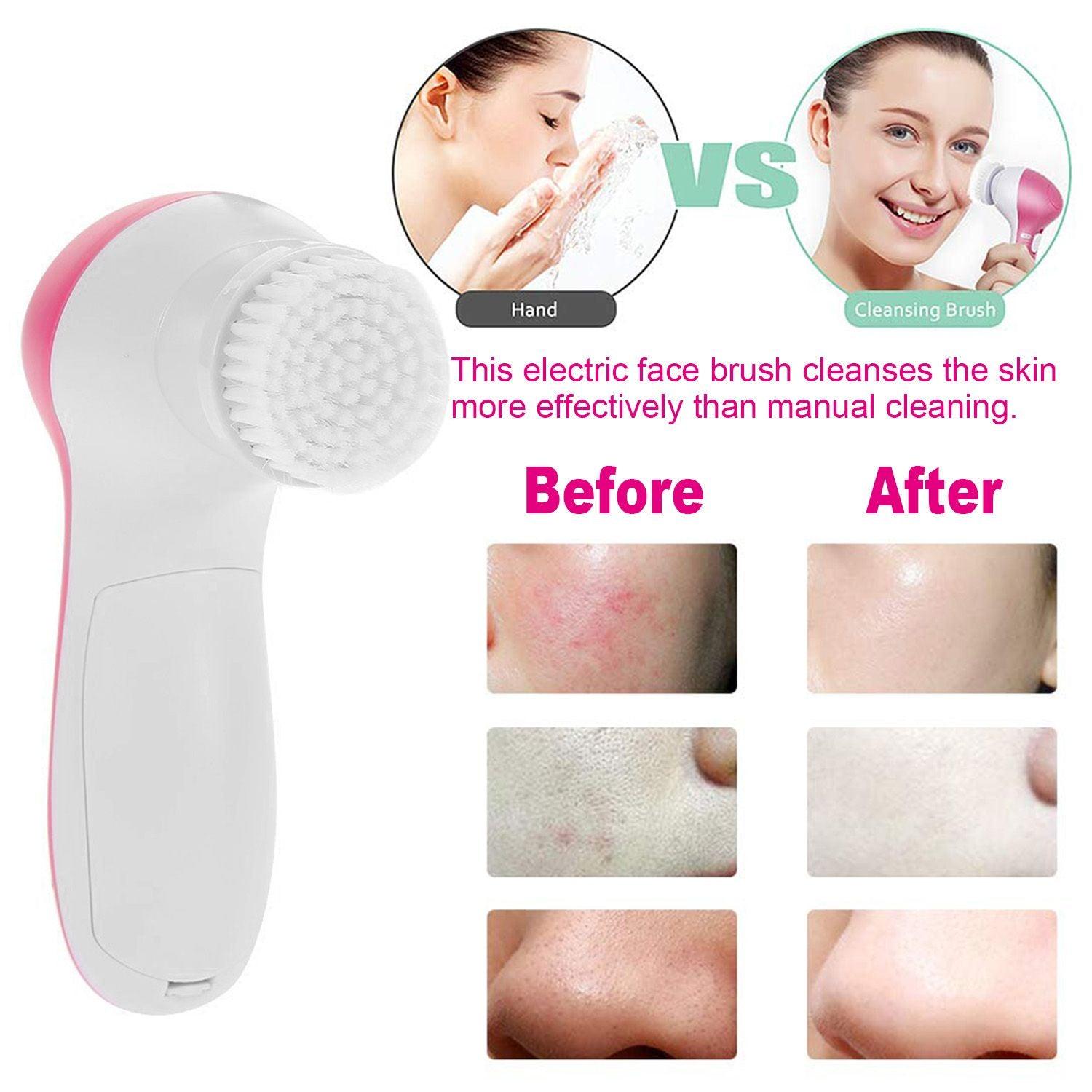 Facial Cleansing Brush Waterproof Face Spin Cleaning Brush with 5 Brush Heads - Clothes For Her Online Store