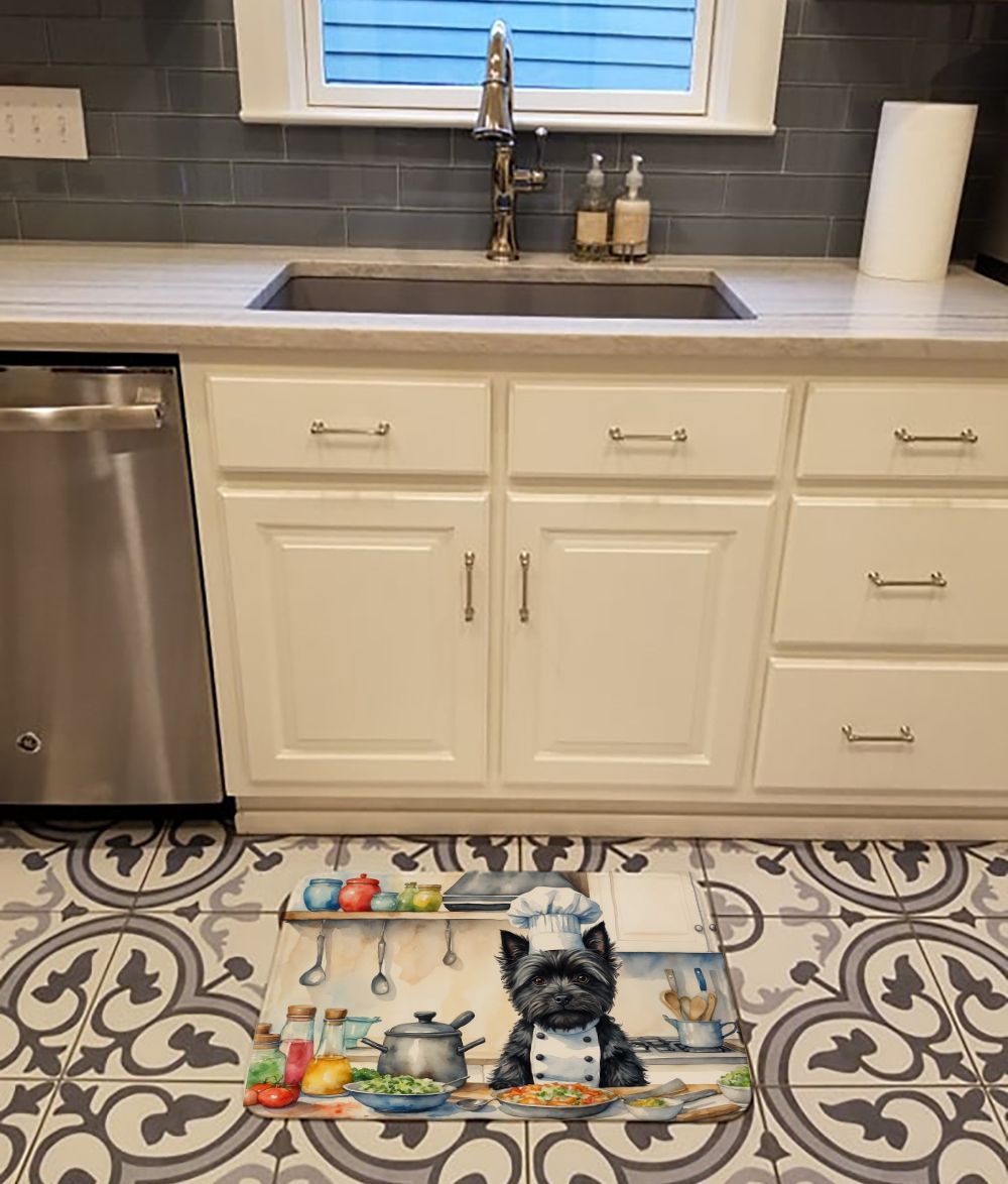 Cairn Terrier The Chef Memory Foam Kitchen Mat Machine Washable Anti-Fatigue Mat Cushion Comfort Bath Mat or Kitchen Rug