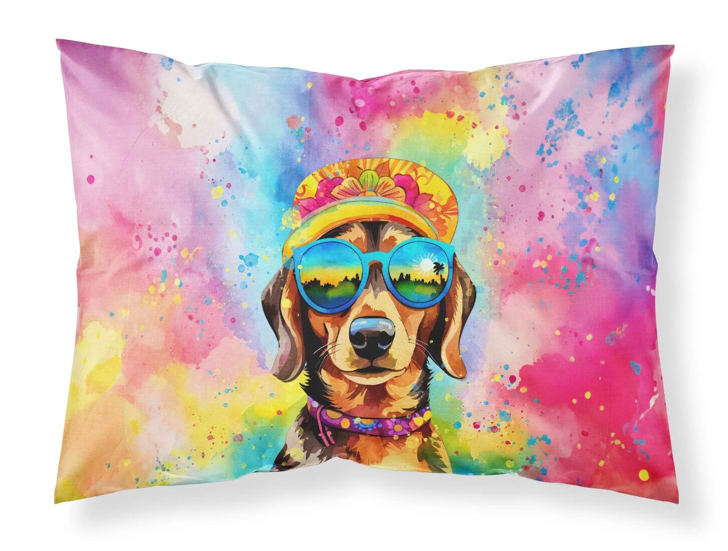 Dachshund Hippie Dawg Standard Pillowcase Lightweight Super Soft Easy Care Decorative Artwork Pillowcase, Standard