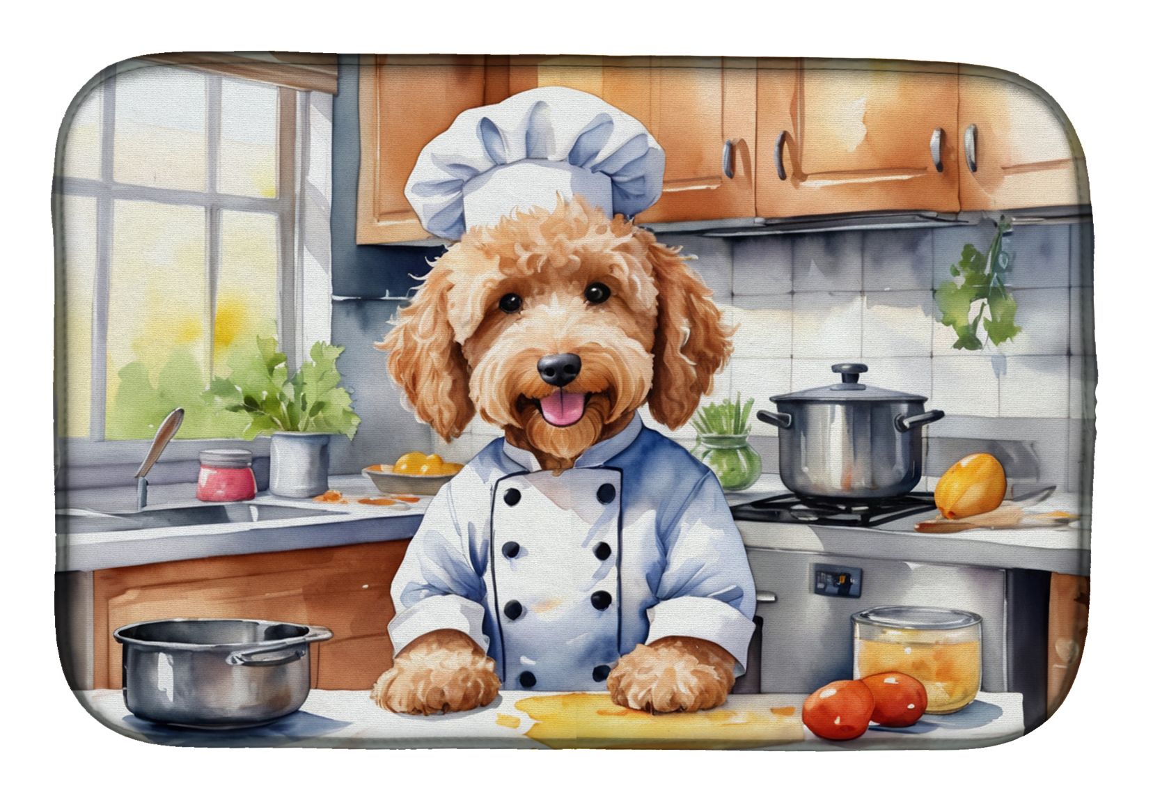 Goldendoodle The Chef Dish Drying Mat Absorbent Dish Drying Mat Pad for Kitchen Counter Dish Drainer Mat for Countertop, 14 x 21", Multicolor