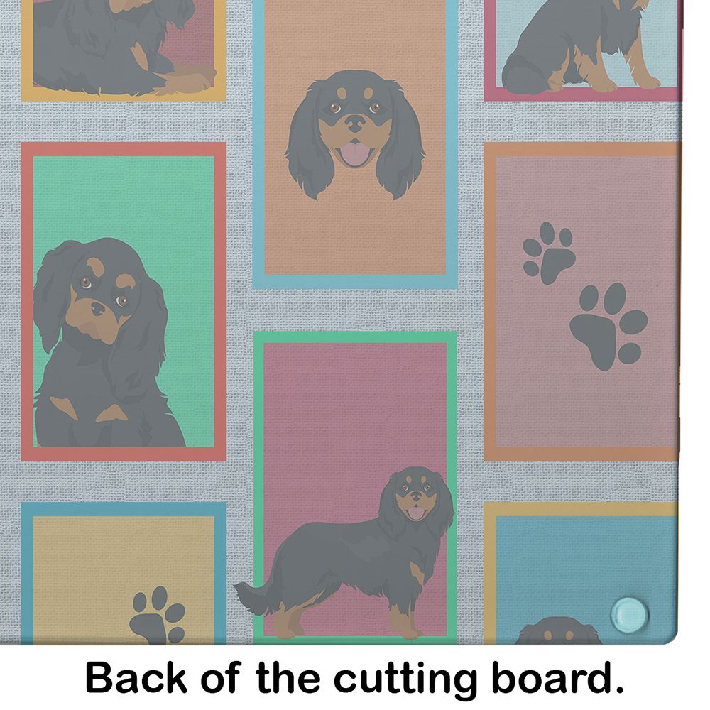 NEW Lots of Black and Tan Cavalier King Charles Spaniel Glass Cutting Board Decorative Tempered Glass Kitchen Cutting and Serving Board Large Size Chopping Board