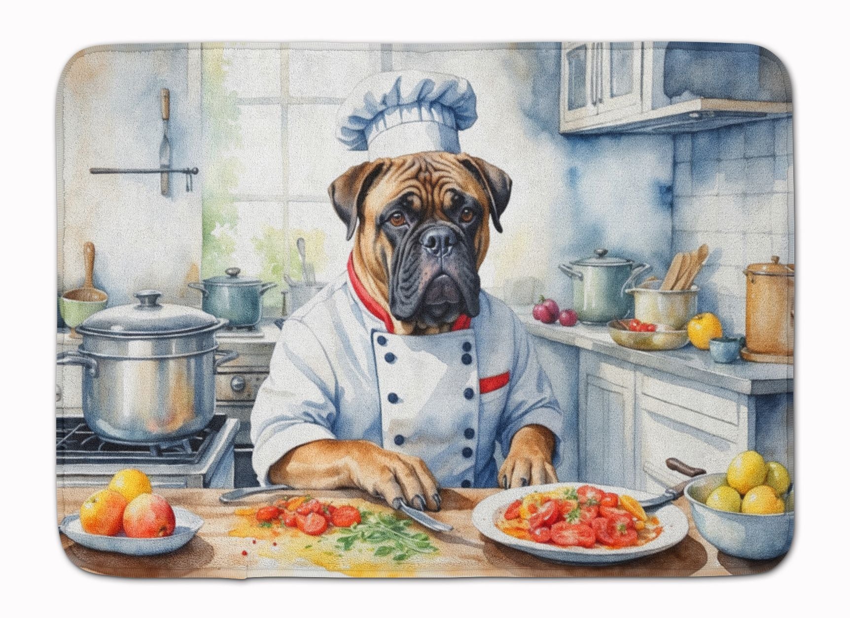 Bullmastiff The Chef Memory Foam Kitchen Mat Machine Washable Anti-Fatigue Mat Cushion Comfort Bath Mat or Kitchen Rug