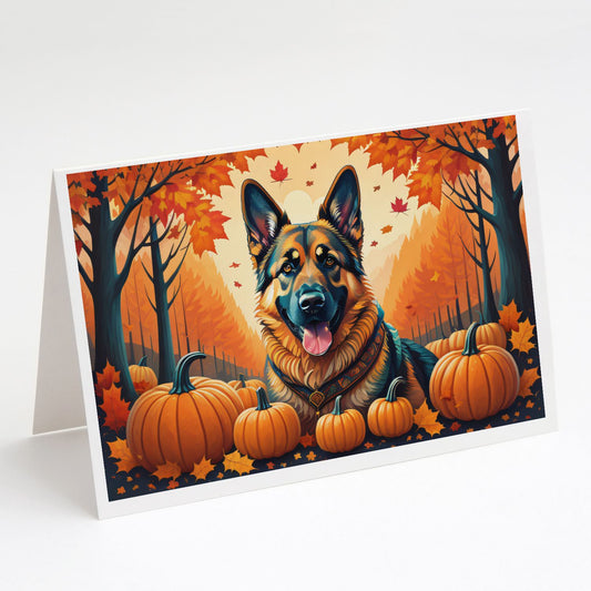 German Shepherd Fall Greeting Cards Pack of 8 Blank Cards with Envelopes Whimsical A7 Size 5x7 Blank Note Cards