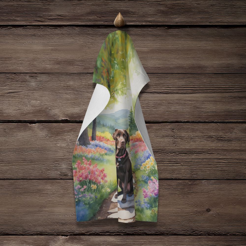 Labrador Retriever Spring Path Kitchen Towel Dish Cloths Guest Hand Towel Decorative Bathroom Towel for Face,Tea, Dishcloth, Kitchen and Bath