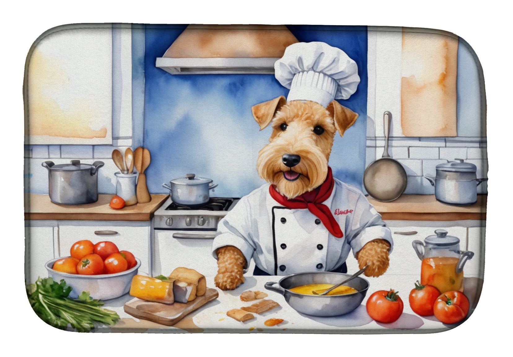Lakeland Terrier The Chef Dish Drying Mat Absorbent Dish Drying Mat Pad for Kitchen Counter Dish Drainer Mat for Countertop, 14 x 21", Multicolor