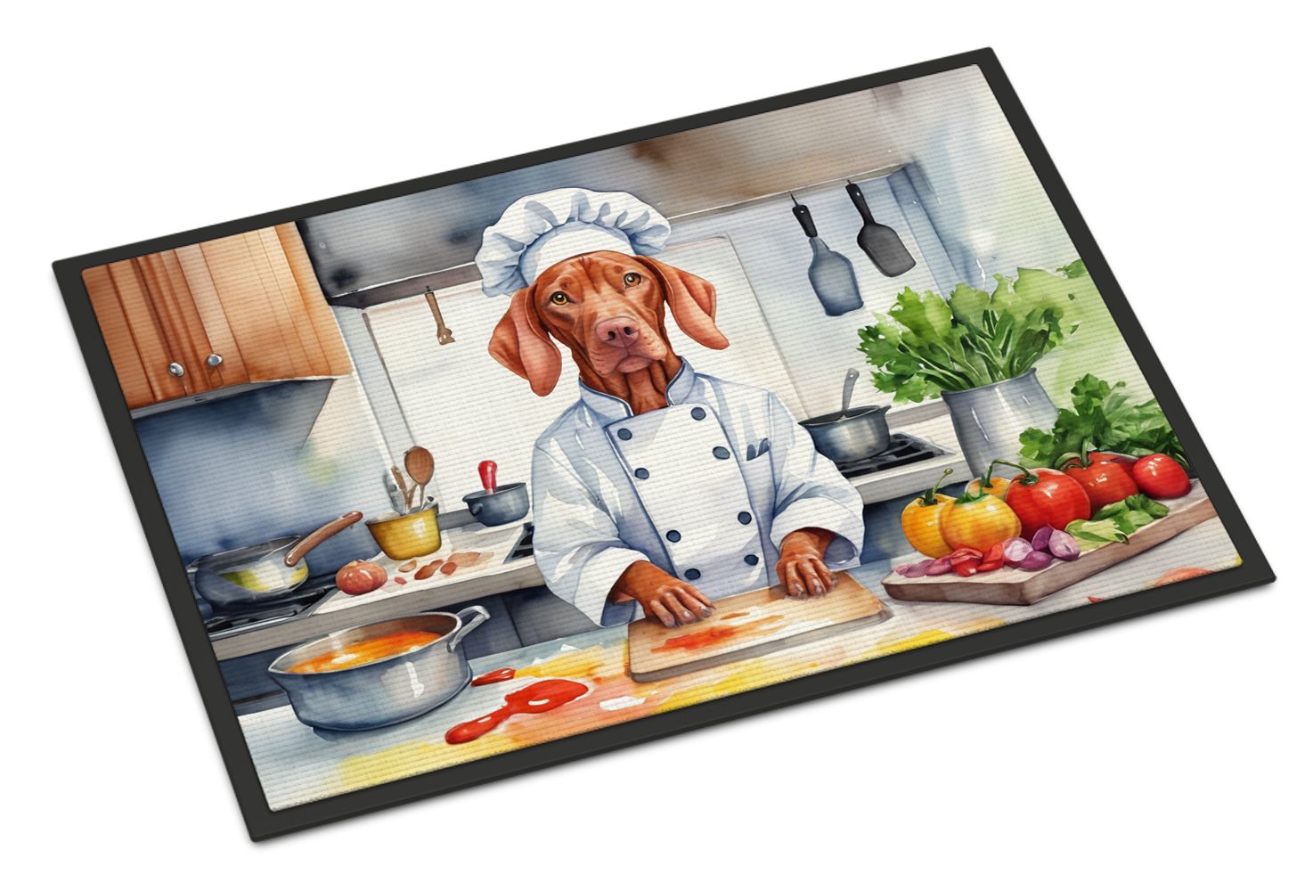 NEW Vizsla The Chef Doormat Front Door Mat Indoor Outdoor Rugs for Entryway, Non Slip Washable Low Pile, 18H X 27W