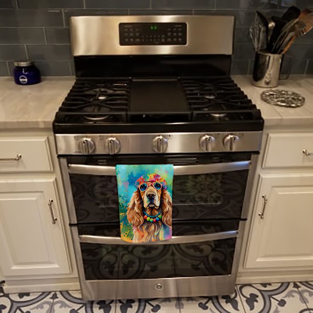 Cocker Spaniel Hippie Dawg Kitchen Towel Dish Cloths Guest Hand Towel Decorative Bathroom Towel for Face,Tea, Dishcloth, Kitchen and Bath