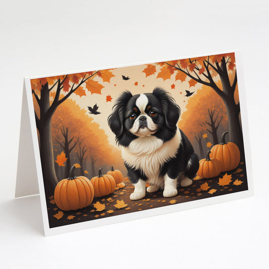 Japanese Chin Fall Greeting Cards Pack of 8 Blank Cards with Envelopes Whimsical A7 Size 5x7 Blank Note Cards